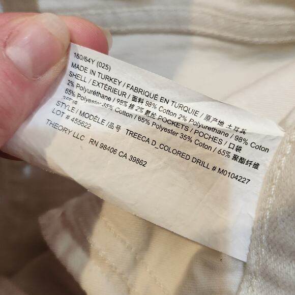 Theory White Denim Classic Casual Travel Mid Rise Ankle Skinny Jeans Size 25 - Picture 6 of 6